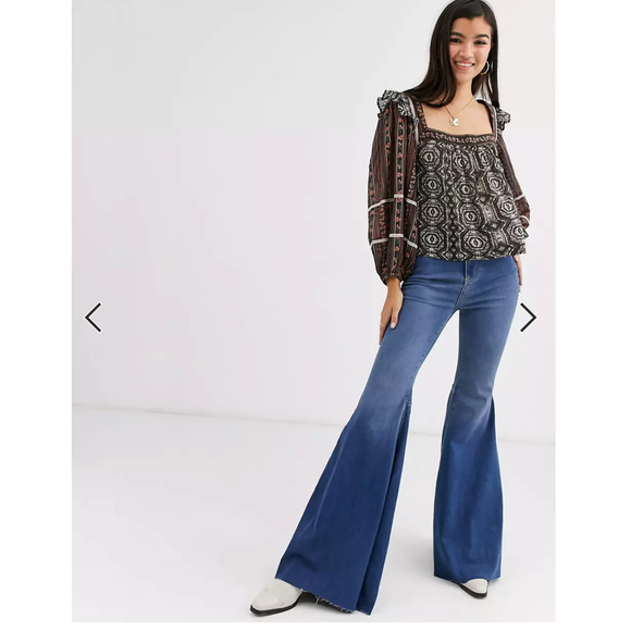 Free people mostly meadows boho blouse Black Combo Festival Hippie small - Picture 2 of 12